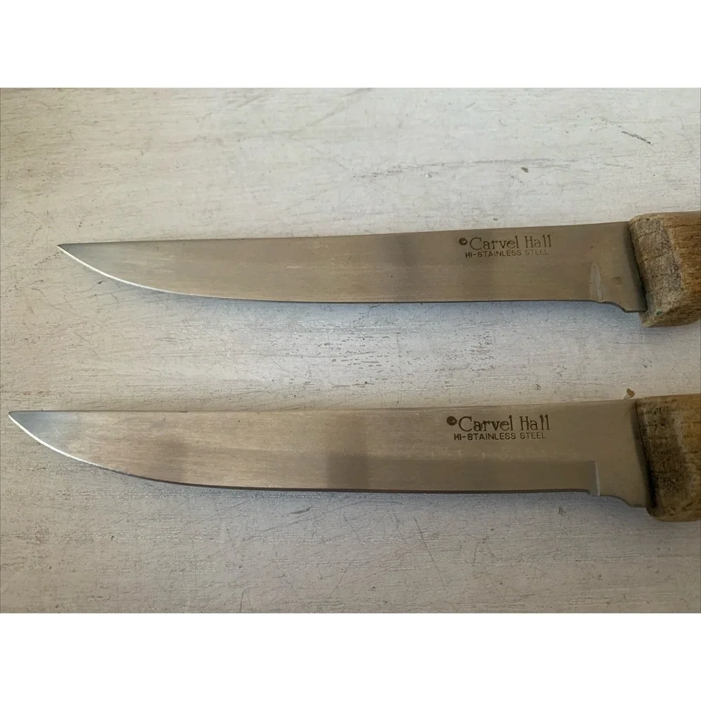 Vintage Carvel Hall Steak Knives Set of 2 Hi-Stainless Steel‎ Japan Wood Handle